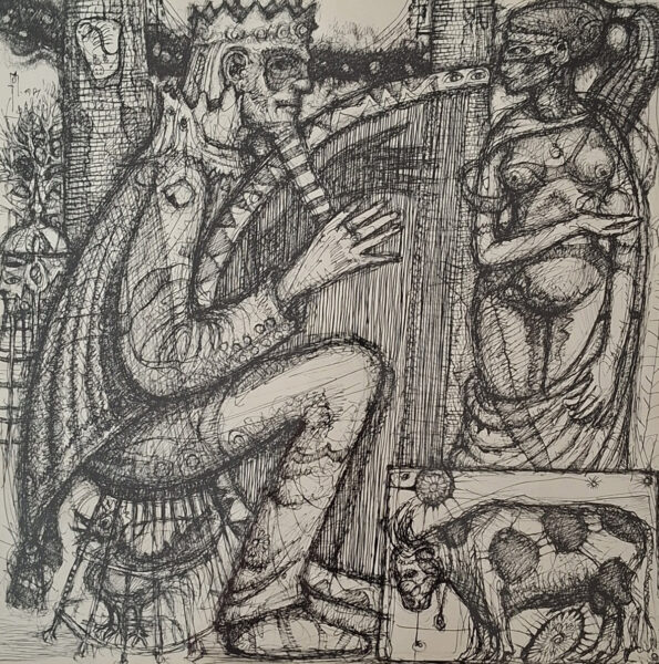 o.T. (König mit Harfe)